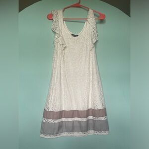 Cream Lace Overlay Dress -S